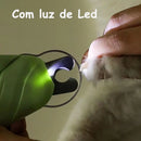 Cortador e lixa de unhas para cães e gatos com luz LED e tesoura, ferramenta completa de higiene para animais de estimação.